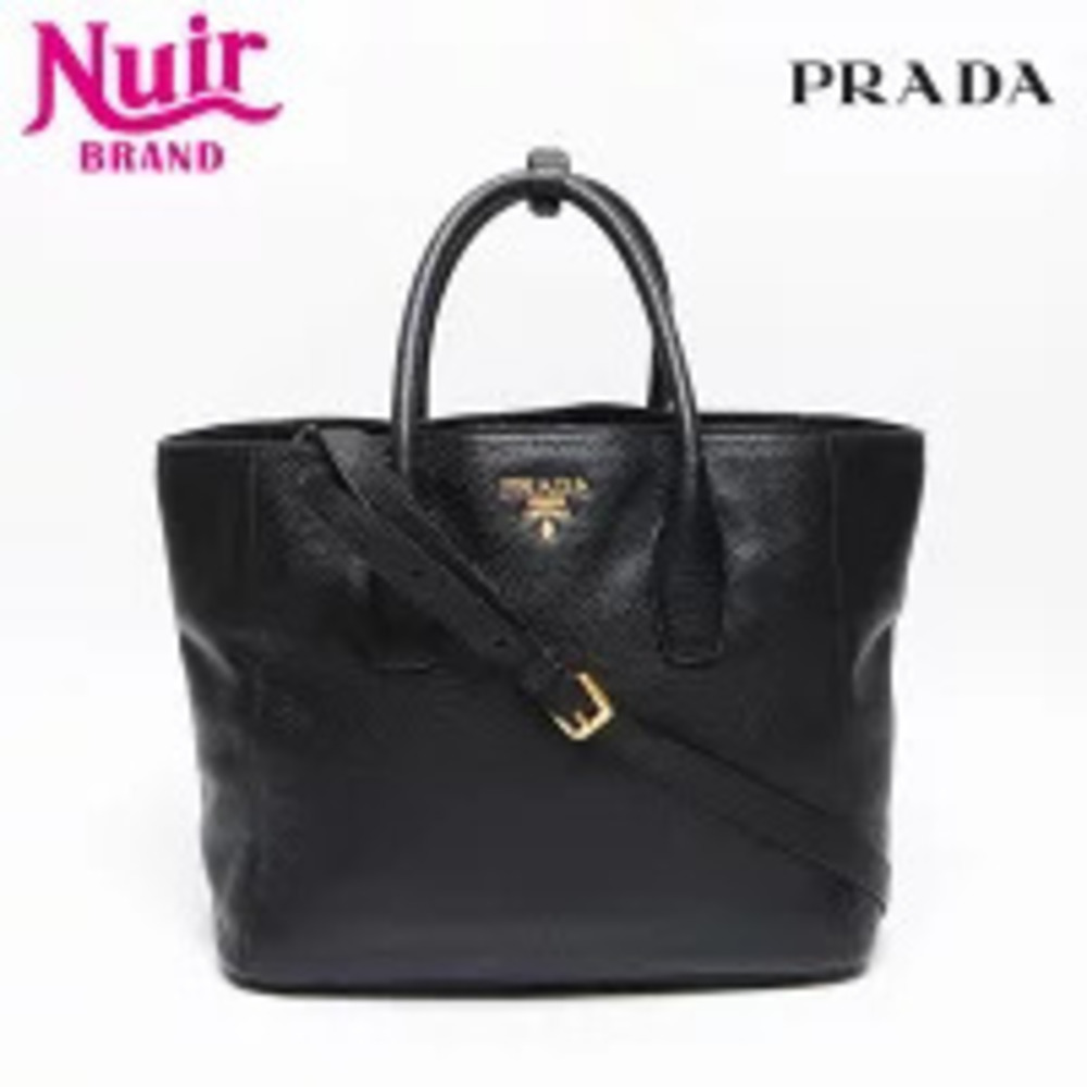 Prada Vitello Daino Shoulder Tote Bag Black - Picture 1 of 13